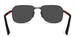 Shop Prada Linea Rossa Logo Signature Rectangle Sunglasses in Matte Black online.