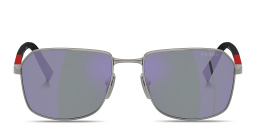 Shop Prada Linea Rossa Logo Signature Rectangle Sunglasses in Gunmetal online.