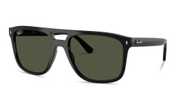 Shop Ray-Ban Logo-Embossed Unisex Square Sunglasses in Black online.