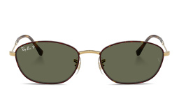 Shop Ray-Ban Logo-Engraved Irregular Sunglasses in Havana On Gold online.