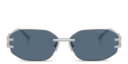VERSACE Damier Plaque Rimless Irregular Sunglasses in Silver – Product Photo 1