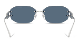 Shop VERSACE Rimless Irregular Sunglasses in Silver online.