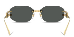 VERSACE Damier Plaque Rimless Irregular Sunglasses in Gold – Product Photo 4