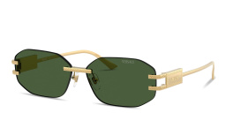 VERSACE Damier Plaque Rimless Irregular Sunglasses in Gold – Product Photo 2