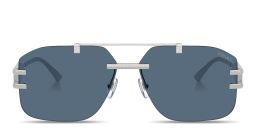 VERSACE Damier Plaque Rimless Irregular Sunglasses in Silver – Product Photo 1