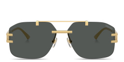 VERSACE Damier Plaque Rimless Irregular Sunglasses in Gold – Product Photo 1