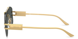 VERSACE Damier Plaque Rimless Irregular Sunglasses in Gold – Product Photo 3