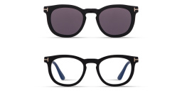 TOM FORD Clip-On Round Eyeglasses in Shiny Black – Product Photo 1