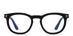Shop TOM FORD Clip-On Round Eyeglasses in Shiny Black online.