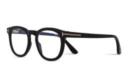 Shop TOM FORD Clip-On Round Eyeglasses in Shiny Black online.