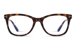 Shop TOM FORD T Logo Square Eyeglasses in Dark Havana online.