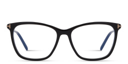 Shop TOM FORD T Logo Wide Square Eyeglasses in Shiny Black online.