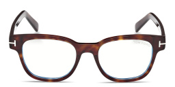 Shop TOM FORD T Logo Square Eyeglasses in Dark Havana online.