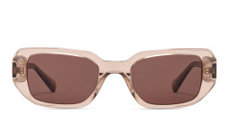 EYE'M Rectangle Sunglasses in Transparent Beige – Product Photo 1
