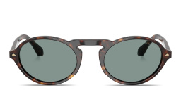 GIORGIO ARMANI Logo Print Oval Sunglasses in Havana – Product Photo 1