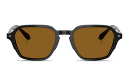 Shop GIORGIO ARMANI Logo Print Square Sunglasses in Black online.