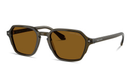 Shop GIORGIO ARMANI Logo Print Square Sunglasses in Transparent Green online.