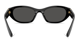 Shop MIU MIU Vertical Logo Irregular Sunglasses in Black online.