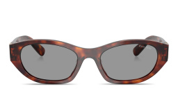 Shop MIU MIU Vertical Logo Irregular Sunglasses in Havana online.