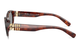 Shop MIU MIU Vertical Logo Irregular Sunglasses in Havana online.