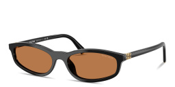 Shop MIU MIU Vertical Logo Irregular Sunglasses in Black online.