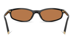 Shop MIU MIU Vertical Logo Irregular Sunglasses in Black online.