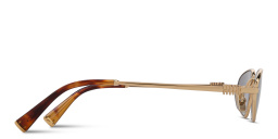 Shop MIU MIU Vertical Logo Irregular Sunglasses in Gold online.