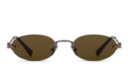 MIU MIU Vertical Logo Rimless Oval Sunglasses in Gold – Product Photo 1