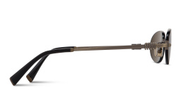 Shop MIU MIU Vertical Logo Rimless Oval Sunglasses in Gold online.