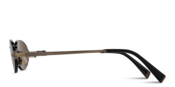 Shop MIU MIU Vertical Logo Rimless Oval Sunglasses in Gold online.