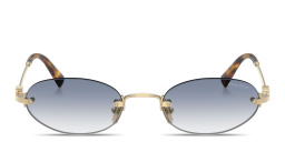 MIU MIU Vertical Logo Rimless Oval Sunglasses in Gold – Product Photo 1
