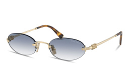 MIU MIU Vertical Logo Rimless Oval Sunglasses in Gold – Product Photo 2