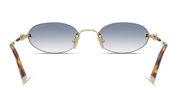 MIU MIU Vertical Logo Rimless Oval Sunglasses in Gold – Product Photo 4