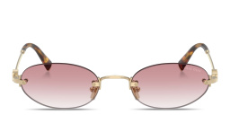 MIU MIU Vertical Logo Rimless Oval Sunglasses in Gold – Product Photo 1