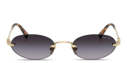 MIU MIU Vertical Logo Rimless Oval Sunglasses in Pale Gold – Product Photo 1