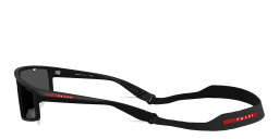 Shop Prada Linea Rossa Logo Signature Rectangle Sunglasses in Matte Black online.