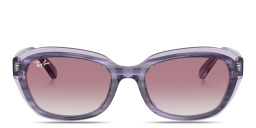 Shop Ray-Ban Junior Kids Originals Irregular Sunglasses in Striped Violet On Trasparent Violet online.