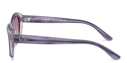 Shop Ray-Ban Junior Kids Originals Irregular Sunglasses in Striped Violet On Trasparent Violet online.