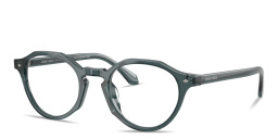 Shop GIORGIO ARMANI Logo Print Panthos Eyeglasses in Transparent Grey online.