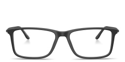 Shop GIORGIO ARMANI Armani Code Wide Rectangle Eyeglasses in Matte Black online.