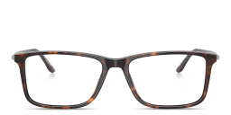 Shop GIORGIO ARMANI Armani Code Wide Rectangle Eyeglasses in Havana online.
