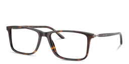 Shop GIORGIO ARMANI Logo Print Wide Rectangle Eyeglasses in Havana online.