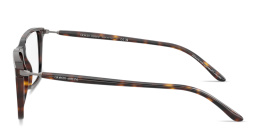 Shop GIORGIO ARMANI Logo Print Wide Rectangle Eyeglasses in Havana online.