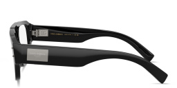 Shop Dolce & Gabbana Engraved Logo Wide Pilot Eyeglasses in Black online.