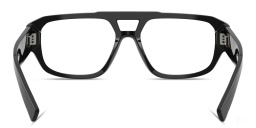 Shop Dolce & Gabbana Engraved Logo Wide Pilot Eyeglasses in Black online.