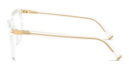 Shop MIU MIU Vertical Logo Pillow Eyeglasses in Clear online.