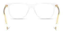 Shop MIU MIU Vertical Logo Pillow Eyeglasses in Clear online.