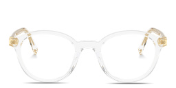 Shop MIU MIU Vertical Logo Panthos Eyeglasses in Transparent online.