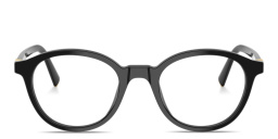 Shop MIU MIU Vertical Logo Panthos Eyeglasses in Black online.