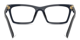 Shop MIU MIU Vertical Logo Wide Rectangle Eyeglasses in Blue Transparent online.